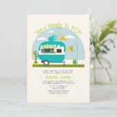 ポップ間近！アイスポップトラックキャンピングカー 青いベビーシャワー 招待状 (スタンド正面)