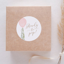 ポップ間近 ピンク風船 ユーカリ ベビーシャワー ラウンドシール