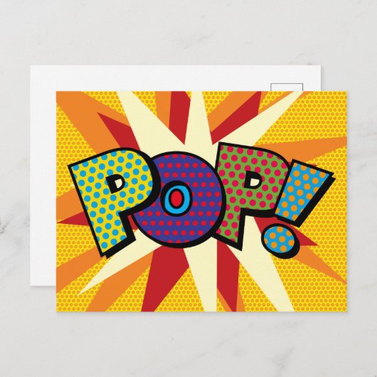 ポップ・アートのおもしろいレトロ漫画ブックアポップ・アートのート 案内ポストカード (正面/裏面)