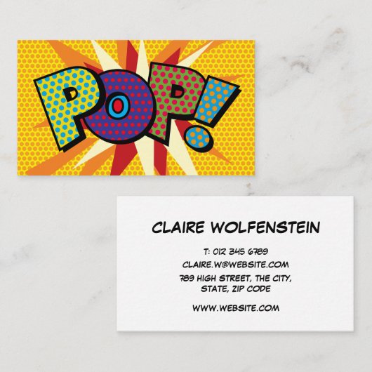 ポップ・アートのおもしろいレトロ漫画書 名刺 (正面/裏面)