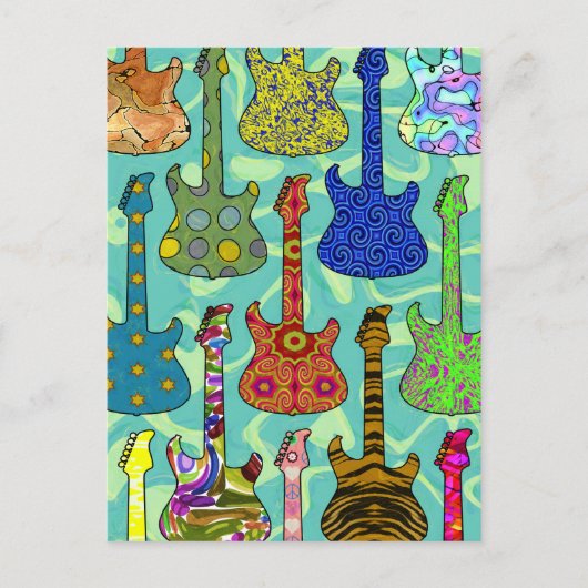 ポップ・アートのなギター ポストカード (正面)