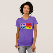 ポップ・アートのなスタイルの世界地図 Tシャツ (正面フル)