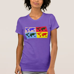 ポップ・アートのなスタイルの世界地図 Tシャツ