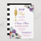 ポップ・アートのなフィズのClinkの快活なブライダルシャワーの花の招待 招待状 (正面/裏面)