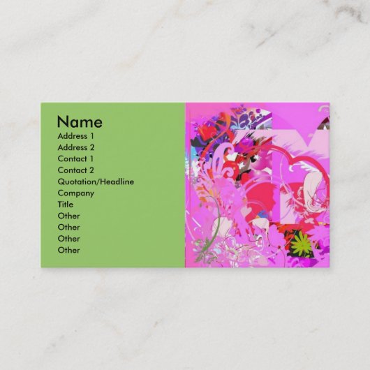 ポップ・アートのな愛プロフィールカード 名刺 (正面)