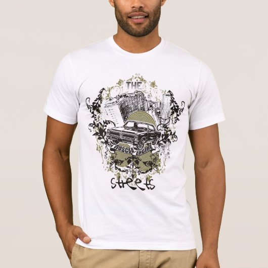 ポップ・アートのな石アメリカ筋肉車 Tシャツ (正面)