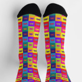 ポップ・アートのアーツカニカラフルシーフードパターン（の模様が）ある ソックス (上部)