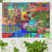 ポップ・アートのアートカラフルミックスメディアコラージキッチンタオル キッチンタオル (折り畳み)