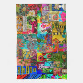 ポップ・アートのアートカラフルミックスメディアコラージキッチンタオル キッチンタオル (縦)