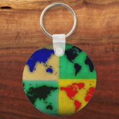 ポップ・アートのアートカラーワールドマップ キーホルダー (正面)