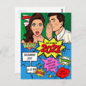 ポップ・アートのアートニューイヤーイブパーティー漫画 ポストカード (正面/裏面)