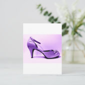 ポップ・アートのアートパープルハイヒールシューズ抽象芸術 ポストカード (スタンド正面)