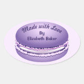 ポップ・アートのアートパープルマカロンクッキーパーソナライズされた 楕円形シール (正面)