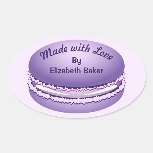 ポップ・アートのアートパープルマカロンクッキーパーソナライズされた 楕円形シール (正面)