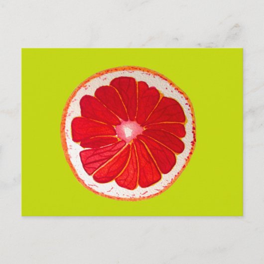 ポップ・アートのアートピンクのグレープフルーツオリジナル水彩 ポストカード (正面)