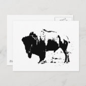 ポップ・アートのアートブラック&ホワイトバッファローシルエット ポストカード (正面/裏面)