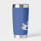 ポップ・アートのアートブルーとマイナス宇宙噴水 保温保冷タンブラー (正面)