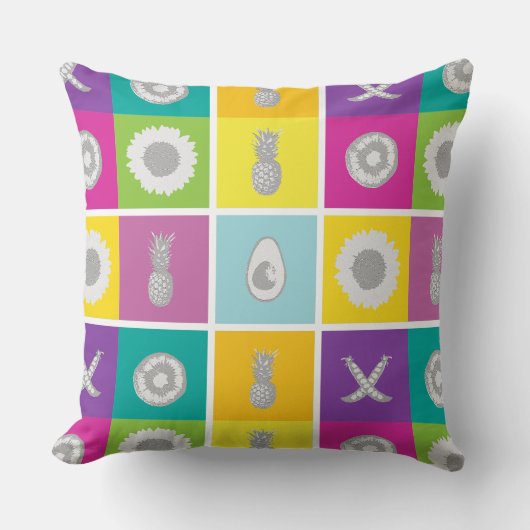 ポップ・アートのアートボタニカル&フルーツデザイン装飾用クッション クッション (正面)