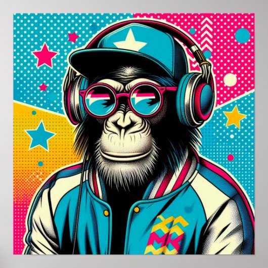 ポップ・アートのアートCHIMPANZEE 4 ポスター (正面)