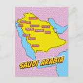 ポップ・アートのアール図解入りの、写真付きのサウジアラビアの地図 シーズンポストカード (正面)