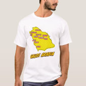 ポップ・アートのアール図解入りの、写真付きのサウジアラビアの地図 Tシャツ (正面)