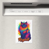 ポップ・アートのア鮮やかートのラグドール猫 – ネオカラフルン通り マグネット (インサイチュ (食洗機))