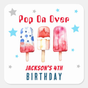 ポップ・アートのオーバーキッズサマーポップシクル誕生日 スクエアシール