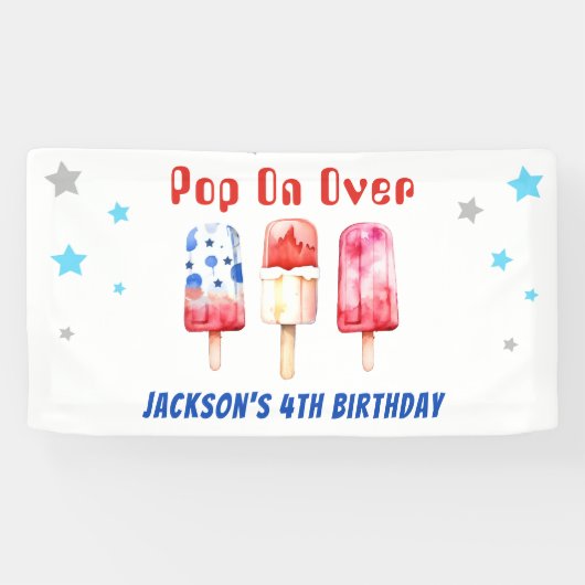 ポップ・アートのオーバーキッズサマーポップシクル誕生日 横断幕 (横)