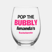 ポップ・アートのカスタムバチェロレッテ ステムなしワイングラス (正面)