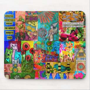 ポップ・アートのカラフルArt Mixed-Media Collageマウスパッド マウスパッド