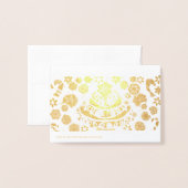 ポップ・アートのクリスマスアップペパーミント 箔カード (裏面封筒付き)