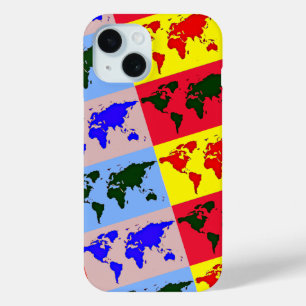 ポップ・アートのスタイル世界地図 iPhone 15ケース