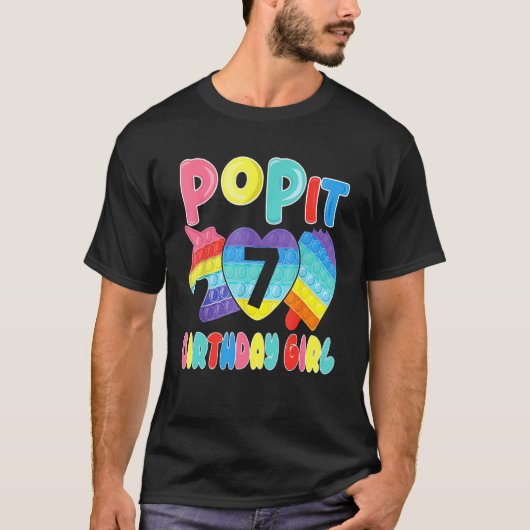 ポップ・アートのパーティーTで7歳の誕生日女ポップ・アートのの子 Tシャツ (正面)