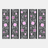 ポップ・アートのピンクオンブラックペイズリー ラッピングペーパーシート (正面)