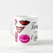 ポップ・アートのファンキーArt Pattern官能的な唇70sアートワーク コーヒーマグカップ (正面左)