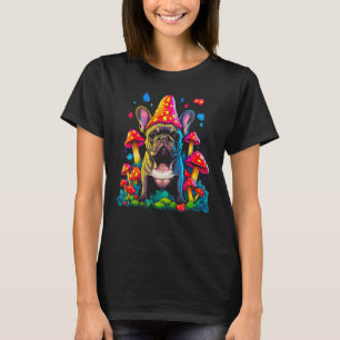 ポップ・アートのフレンチブルドッグマッシュルームサイケデリックトリップ Tシャツ
