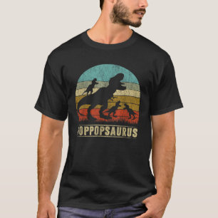 ポップ・アートのポプサウルスTレックスポップ・アートのポップ・アートの恐竜の3つの子供Fa Tシャツ