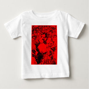 ポップ・アートのミュージシャンポートレート鮮やかinレッドカラーズArt P ベビーTシャツ