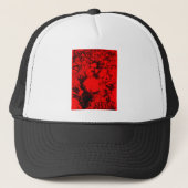 ポップ・アートのミュージシャンポートレート鮮やかin Red Colors Art キャップ (正面)