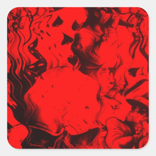 ポップ・アートのミュージシャンポートレート鮮やかin Red Colors Art スクエアシール (正面)