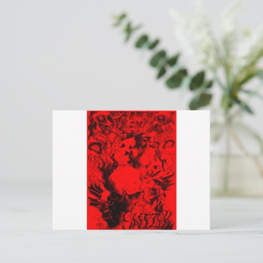 ポップ・アートのミュージシャンポートレート鮮やかin Red Colors Art ポストカード (スタンド正面)