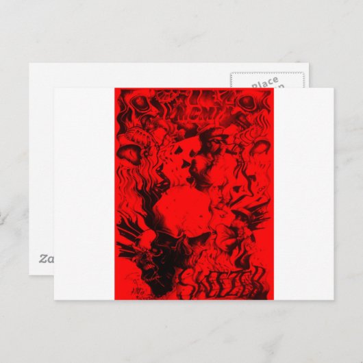 ポップ・アートのミュージシャンポートレート鮮やかin Red Colors Art ポストカード (正面/裏面)