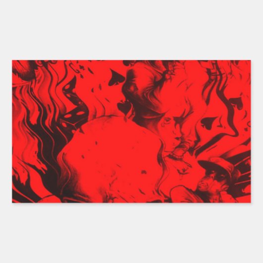 ポップ・アートのミュージシャンポートレート鮮やかin Red Colors Art 長方形シール (正面)