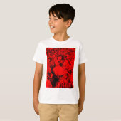 ポップ・アートのミュージシャンポートレート鮮やかin Red Colors Art Tシャツ (正面フル)