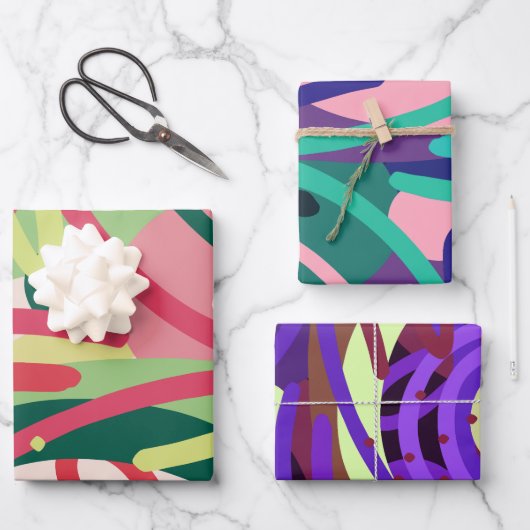 ポップ・アートのモダン ラッピングペーパーシート (正面)