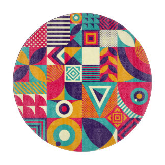 ポップ・アートの抽象芸術幾何形状、シームレスなパターン。 カッティングボード