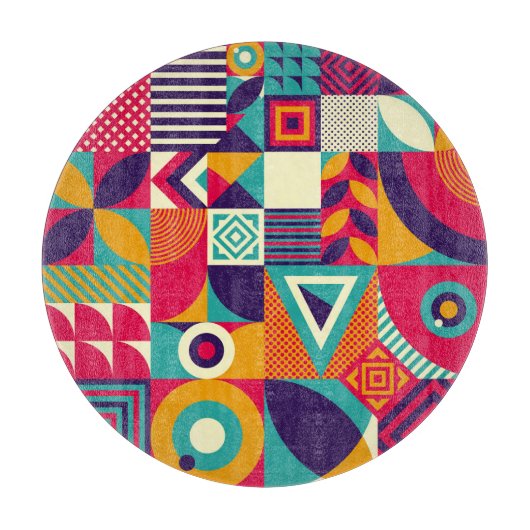 ポップ・アートの抽象芸術幾何形状、シームレスなパターン。 カッティングボード (正面)