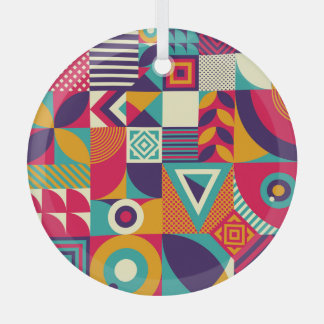 ポップ・アートの抽象芸術幾何形状、シームレスなパターン。 ガラスオーナメント