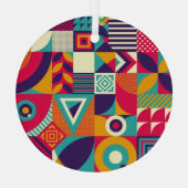 ポップ・アートの抽象芸術幾何形状、シームレスなパターン。 ガラスオーナメント (裏面)