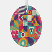 ポップ・アートの抽象芸術幾何形状、シームレスなパターン。 ガラスオーナメント (正面右)